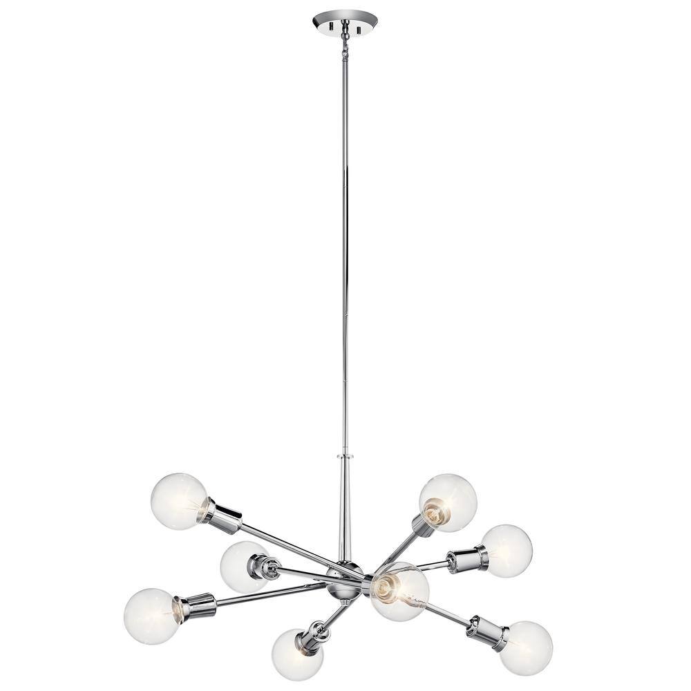 Modern Chrome Sputnik 30" Ceiling Chandelier with White Finish