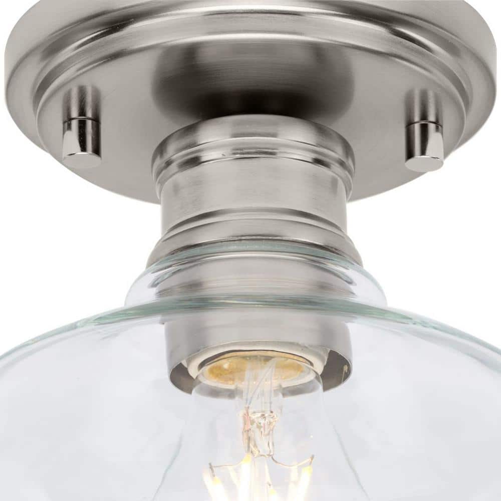 Brushed Nickel Glass Semi-Flush Mount Light