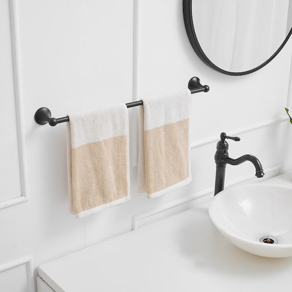 4-Piece Bath Hardware Set with Towel Bar Towel Hook Toilet Paper Holder and Towel Ring Set in Oil Rubbed Bronze