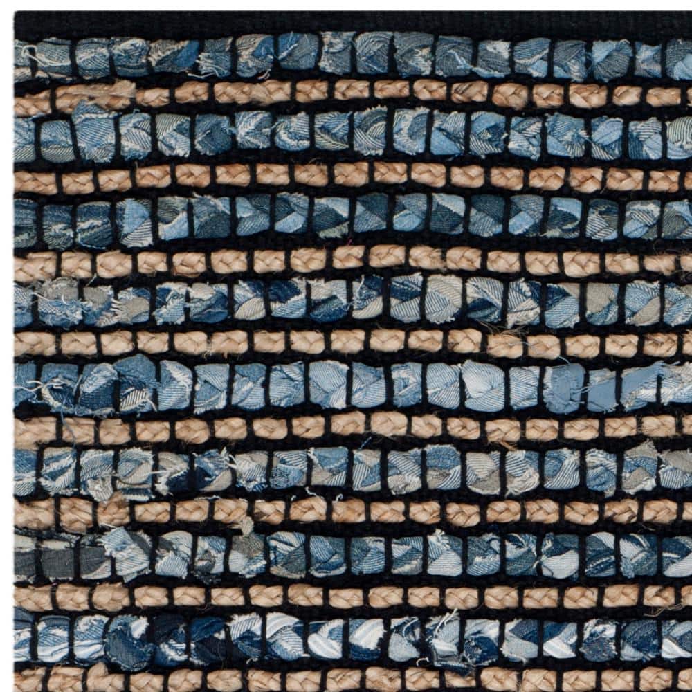 Cape Cod Blue Striped Cotton 3' x 5' Handmade Area Rug