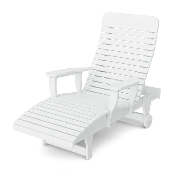 Signature White HDPE Plastic Outdoor Chaise Lounge