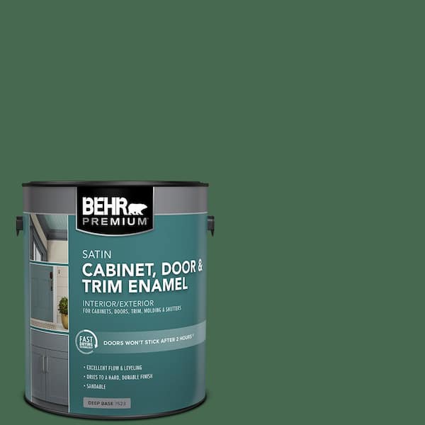 BEHR PREMIUM 1 gal. #M410-7 Perennial Green Satin Enamel Interior/Exterior Cabinet, Door & Trim Paint
