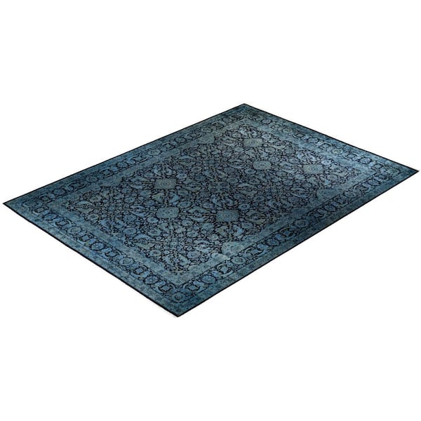 Overdyed Black 10 ft. x 14 ft. Solid Wool Indoor Area Rug