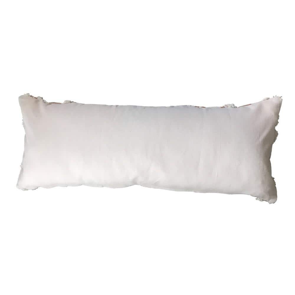 Burnt Orange and Cream Tufted Cotton Rectangle Throw Pillow