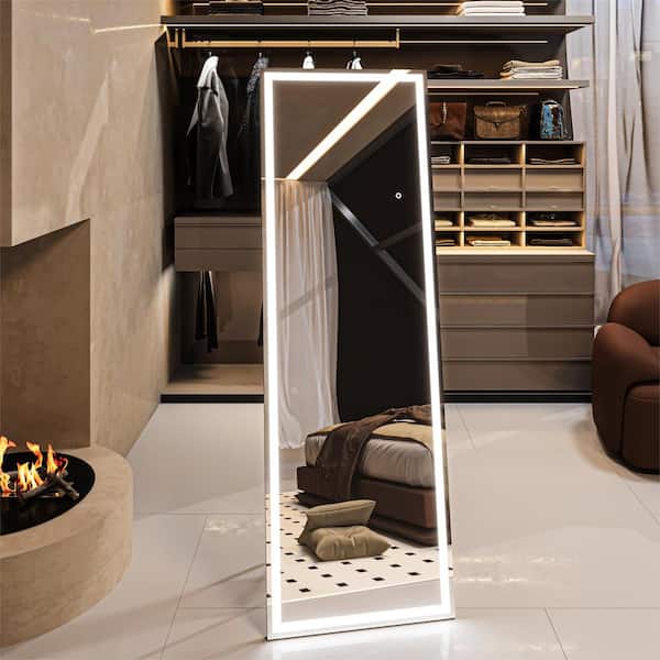 ORGANNICE 24 in. W x 71 in. H Rectangle LED Full Length Mirror with Lights Large Floor Mirror Stand Up Dress Mirror
