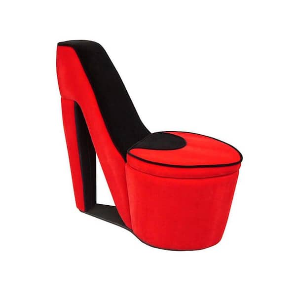 ORE International Red & Black Storage Slipper Chair