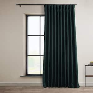 Focal Green Faux Linen Extra Wide Room Darkening Curtain - 100 in. W x 108 in. L (1 Panel)
