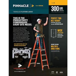 4 ft. Fiberglass Pinnacle Platform Ladder, (10.4 ft. Reach) 300 lbs. Load Capacity Type IA Duty Rating