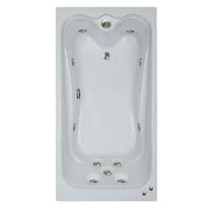 Premium 60 in. Acrylic Reversible Drain Rectangular Alcove Whirlpool Bathtub in Biscuit