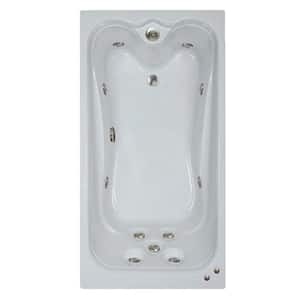 60 in. Acrylic Reversible Drain Rectangular Alcove Whirlpool Bathtub in White