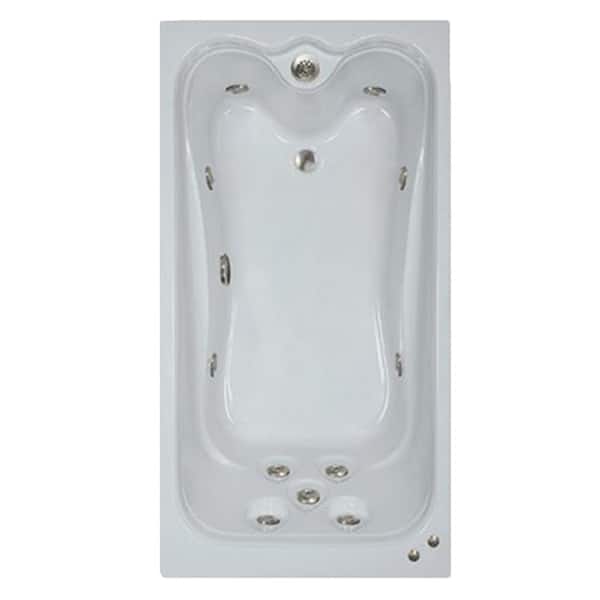 Comfortflo 60 in. Acrylic Reversible Drain Rectangular Alcove Whirlpool Bathtub in White