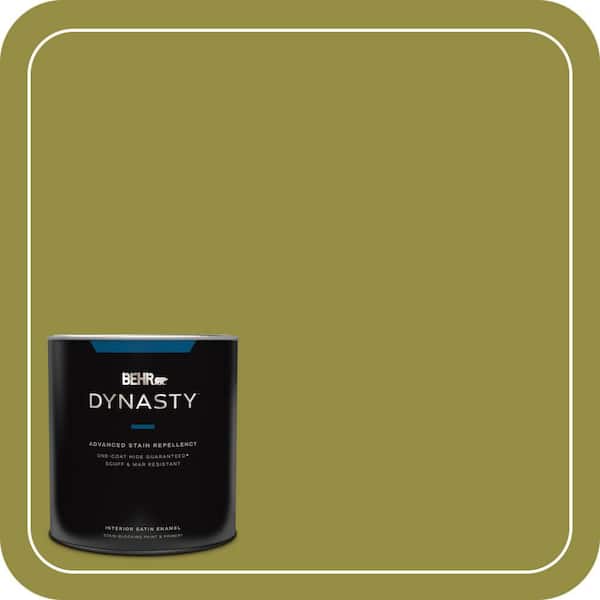 BEHR DYNASTY 1 qt. #PPU9-03 Retro Avocado Satin Enamel Interior Stain-Blocking Paint & Primer