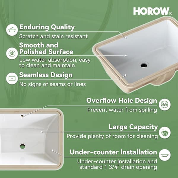 20.28 in. Rectangular Undermount Bathroom Sink in White with Overflow Drain Vitreous China