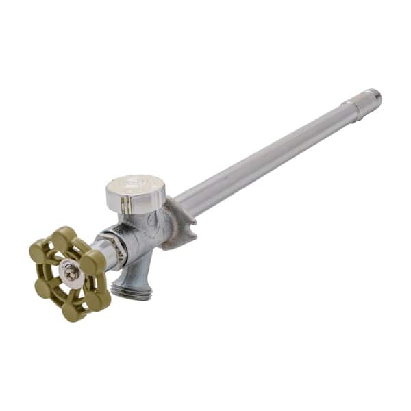 Everbilt 1/2 in. x 3/4 in. x 12 in. MPT/SWT x MHT Brass Anti-Siphon Frost Free Sillcock Valve with Multi-Turn Operation