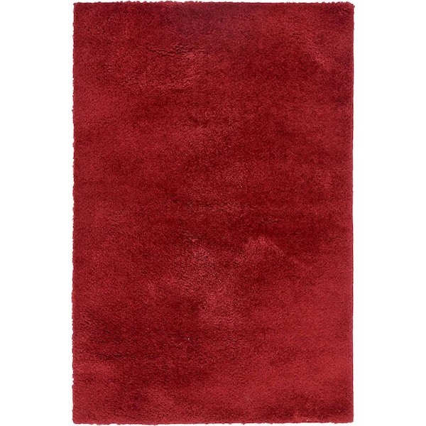 Unique Loom Studio Solid Shag Red 4' 0 x 6' 0 Area Rug
