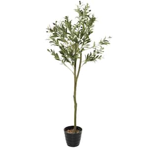 59 in. H Olive Artificial Tree with Realistic Leaves and Black Melamine Pot