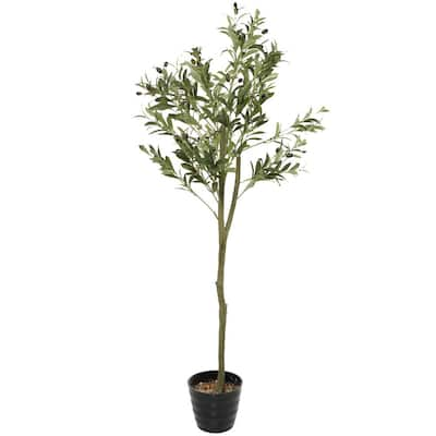 3.5 ft. Indoor/Outdoor Mini Cedar Artificial Pine Tree in White Planter UV  Resistant