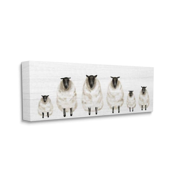 Stupell Industries Fluffy Farm Sheep Minimal White Plank Pattern By Daphne Polselli Unframed Print Animal Wall Art 10 in. x 24 in.