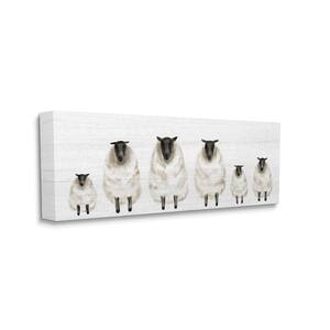Fluffy Farm Sheep Minimal White Plank Pattern By Daphne Polselli Unframed Print Animal Wall Art 20 in. x 48 in.
