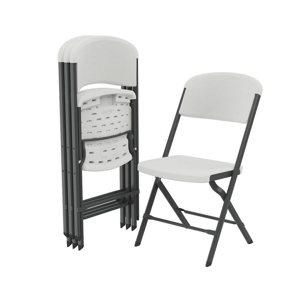 Lifetime White Granite Resin Contoured Seat Commercial Grade Office Folding Chair (Set of 4)