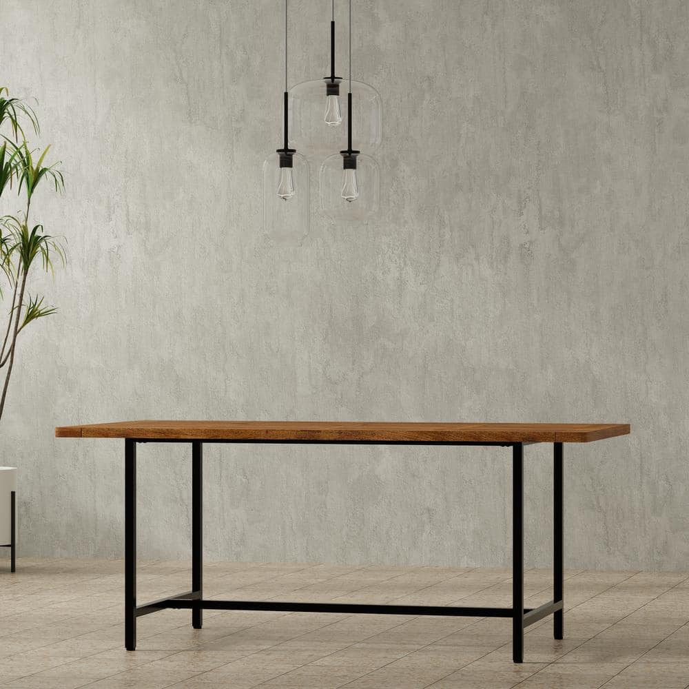 Campbell 72" Burnt Wax Mango Wood Industrial Dining Table