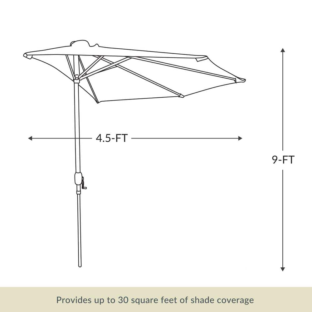 Lanai 9-Ft Slate Gray Half Patio Umbrella with Polyester Canopy