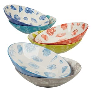 Seaside 38.34 fl. oz. Multi-Colored Porcelain Dessert Bowl (Set of 6)