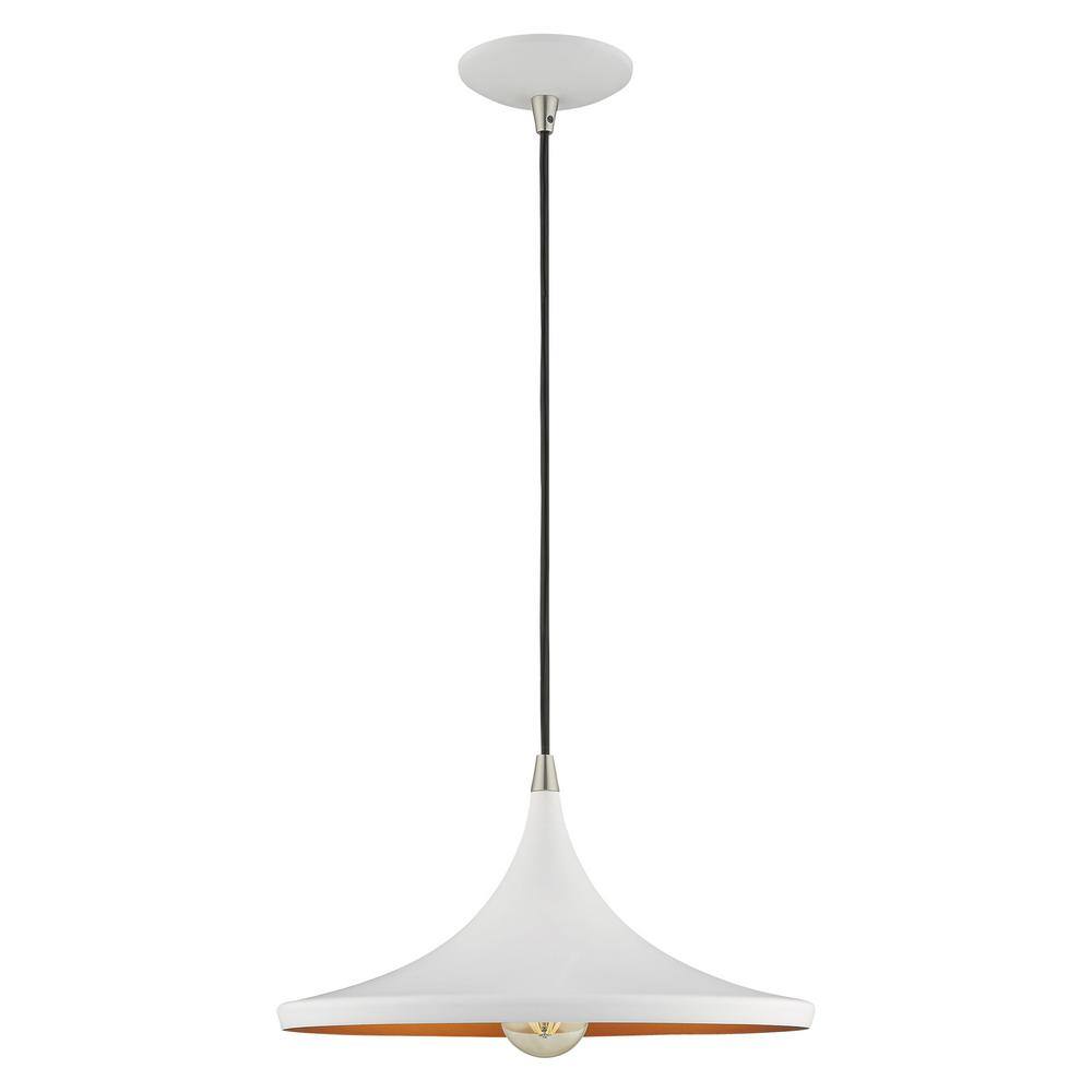 White Aluminum Mini Pendant Light with Gold Interior