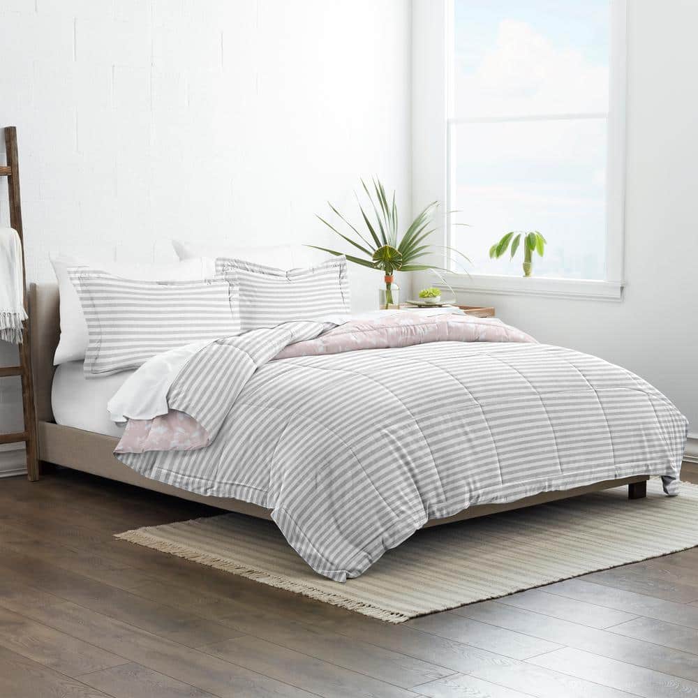 Pink Floral Reversible Down Alternative Full Comforter Set