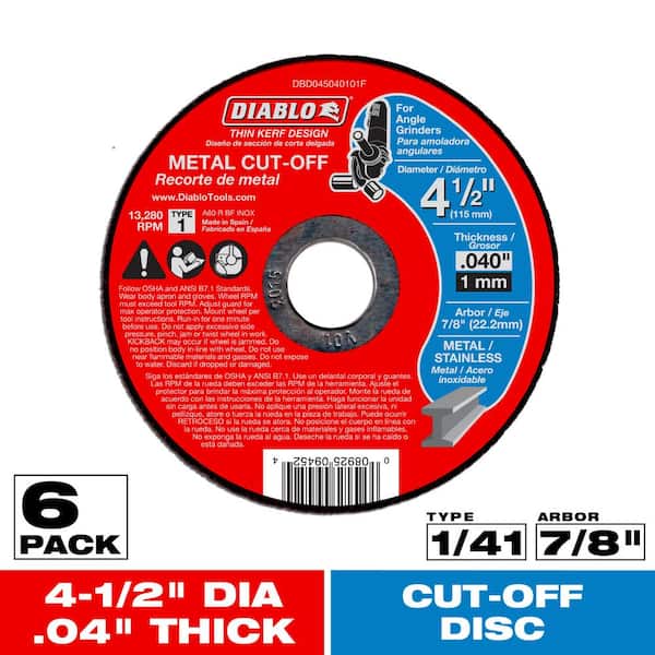 DIABLO 4 1/2 in. x 0.040 in. x 7/8 in. Thin Kerf Metal Cut Off Disc (6-Pack)