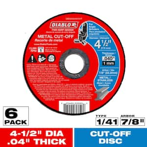 4 1/2 in. x 0.040 in. x 7/8 in. Thin Kerf Metal Cut Off Disc (6-Pack)