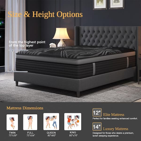 Skyhedon Twin Size Medium Firm 14 in. Memory Foam Hybrid Mattress