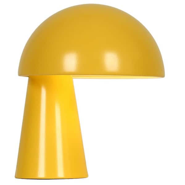9.4 in. 1-Light Sleek Yellow Classic Mushroom Table Lamp with Half Rounded Iron Shade for Bedrooms.