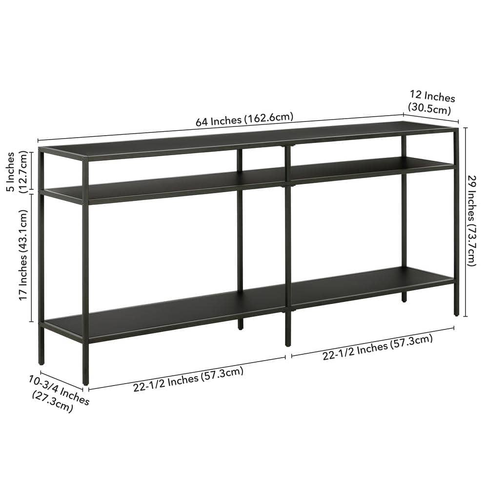 Blackened Bronze 64'' Industrial Console Table with Storage