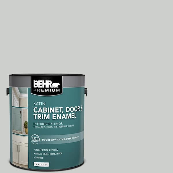BEHR PREMIUM 1 gal. #N460-2 Planetary Silver Satin Enamel Interior/Exterior Cabinet, Door & Trim Paint