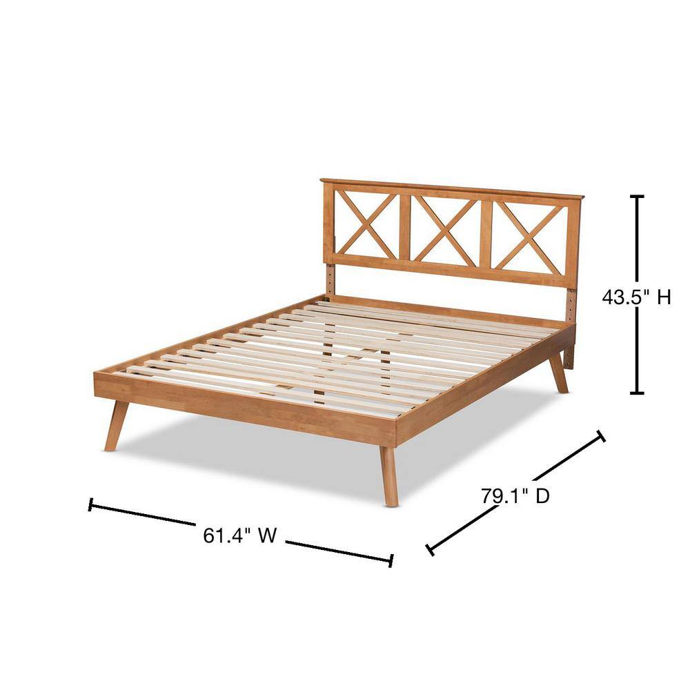 Galvin Brown Wood Queen Platform Bed with Adjustable Headboard