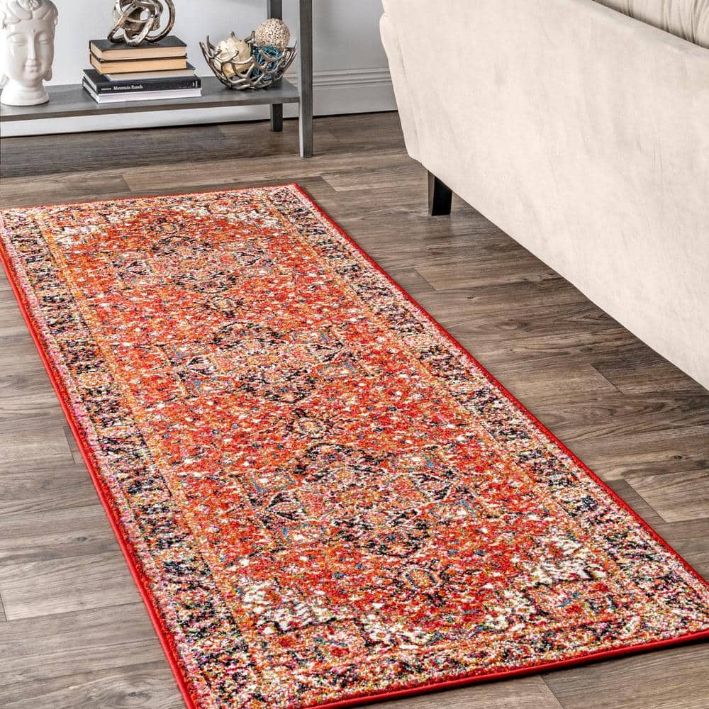Patrice Emblem Orange Synthetic 3' x 5' Indoor/Outdoor Rug
