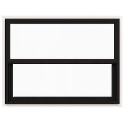 48 in. x 36 in. V-4500 Series Black Exterior/White Interior FiniShield Single-Hung Vinyl Window w/Fiberglass Mesh Screen