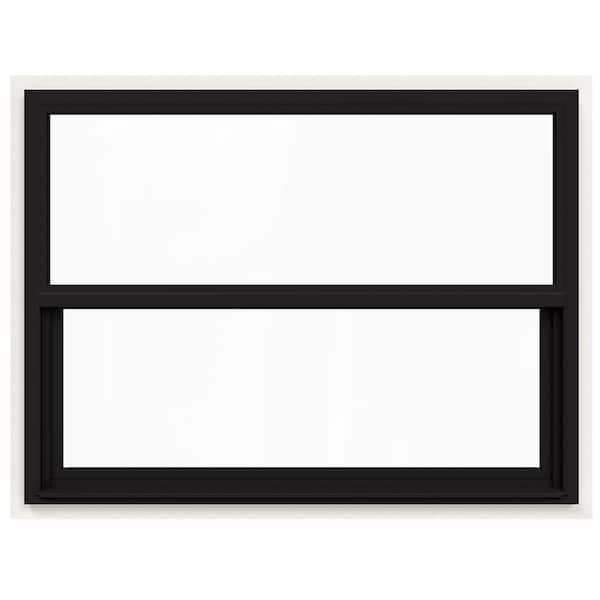 JELD-WEN 48 in. x 36 in. V-4500 Series Black Exterior/White Interior FiniShield Single-Hung Vinyl Window w/Fiberglass Mesh Screen