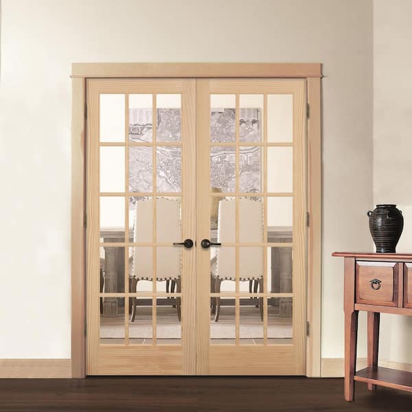 MMI DOOR 72 in. x 80 in. Right Hand Active Unfinished Pine Glass