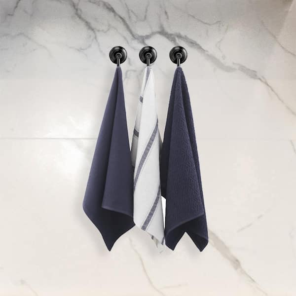 Cotton Classics 100% Cotton Navy/White Stripe Kitchen Towel (Set of 3)