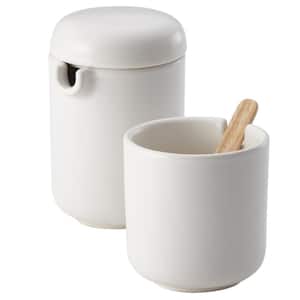 6.7 oz. Matte White Ceramic Coffee and Tea Sugar and Creamer Set