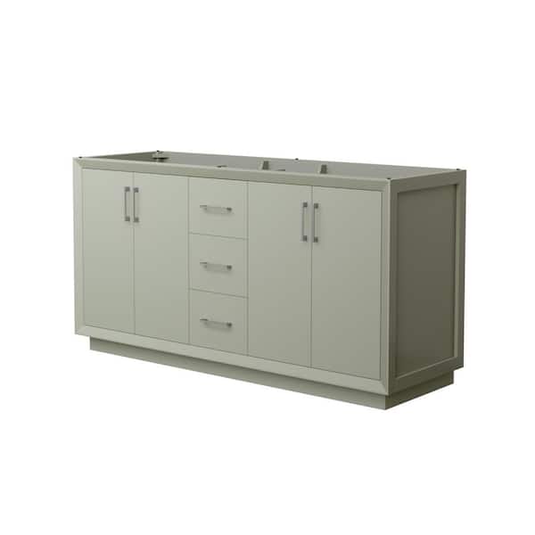 Wyndham Collection Strada 65.25 in. W x 21.75 in. D x 34.25 in. H Double Bath Vanity Cabinet without Top in Light Green