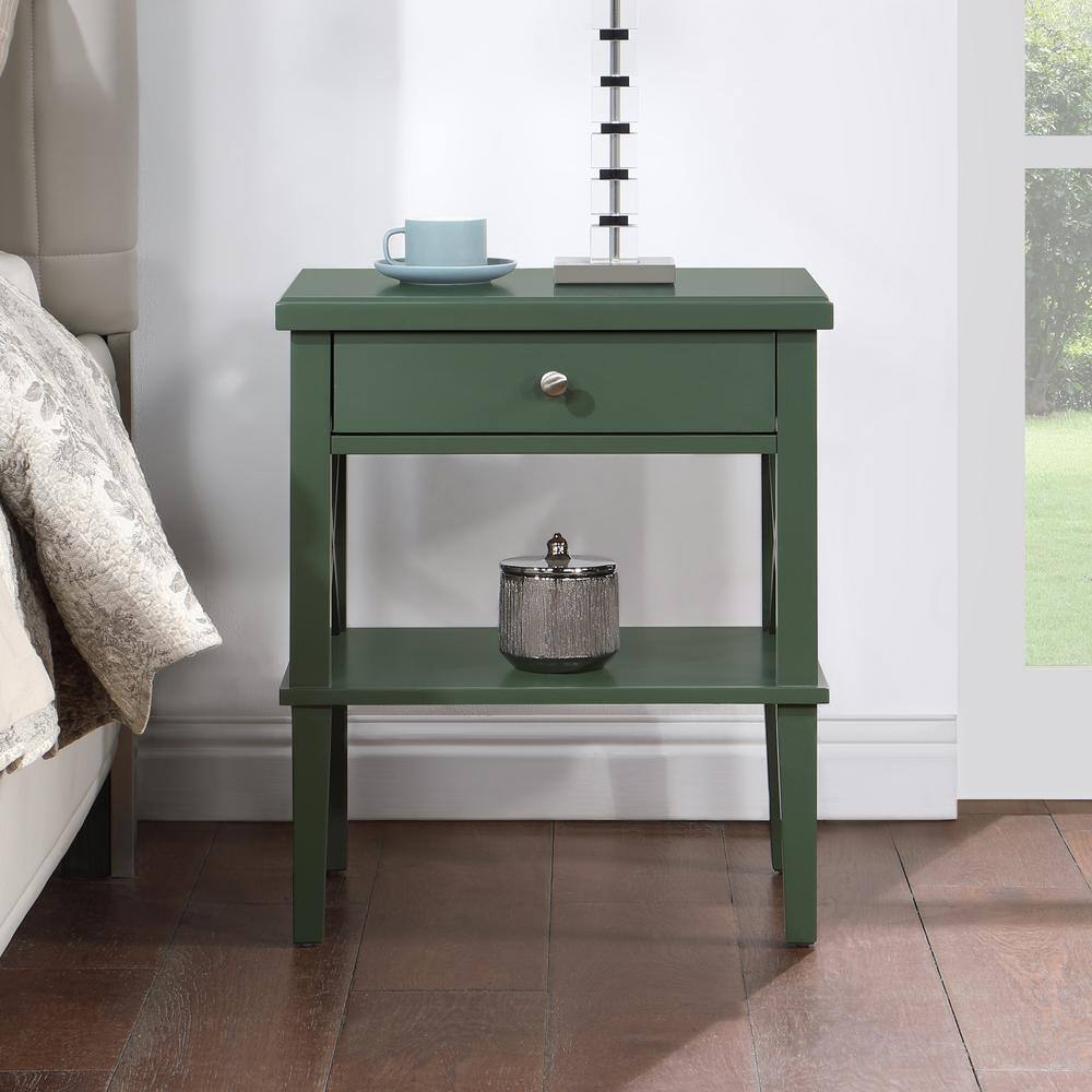 Marta Vintage Green 1-drawer 22 in.W Nightstand 802-10-32 - The Home Depot