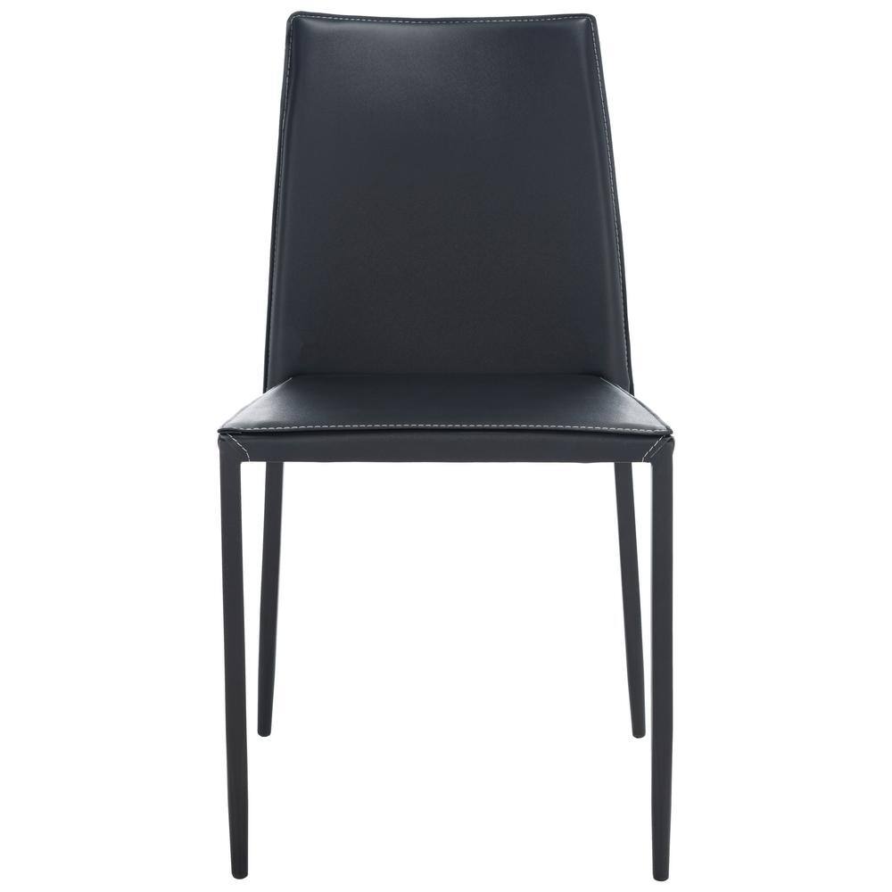 Cason Black Faux Leather Dining Side Chair Set with Steel Legs