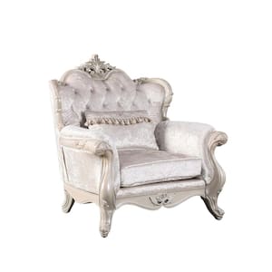 Raya Off White Fabric Arm Chair With Wingback