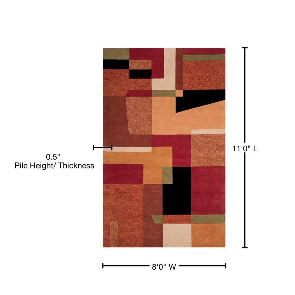 Hand-Tufted Red Wool Rectangular Area Rug