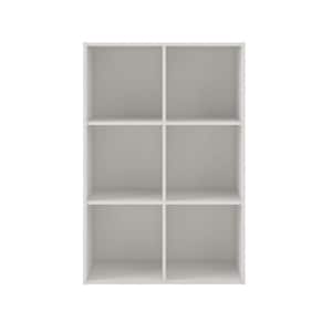 Quincy 35.27 in. Tall Stackable White Engineered wood 6-Shelf Modern Modular Bookcase