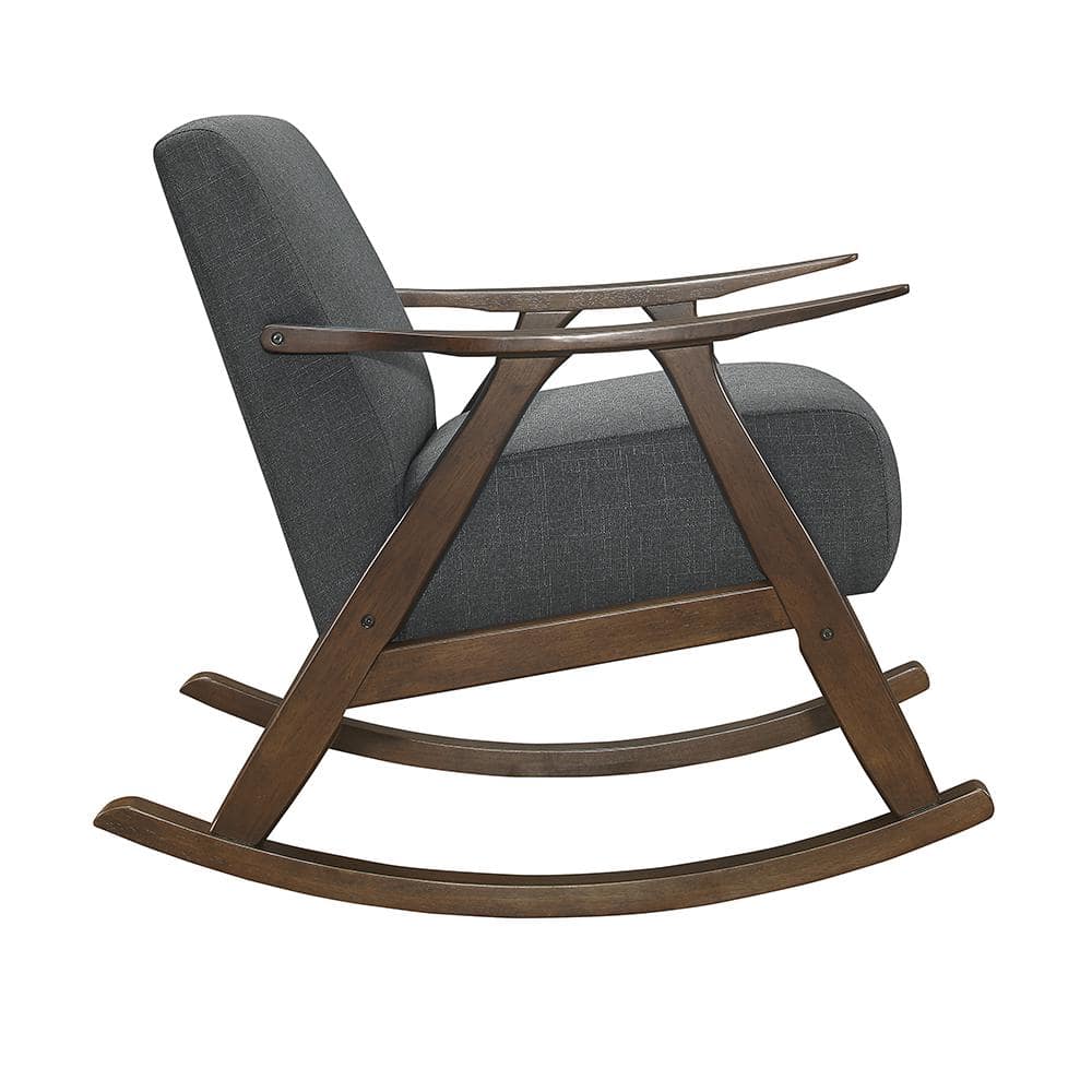 Dark Gray and Walnut Mid-Century Modern Rocking Chair