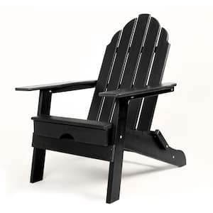 1-Piece Antique Black Wood Relaxing Arm Rest Adirondack Chair